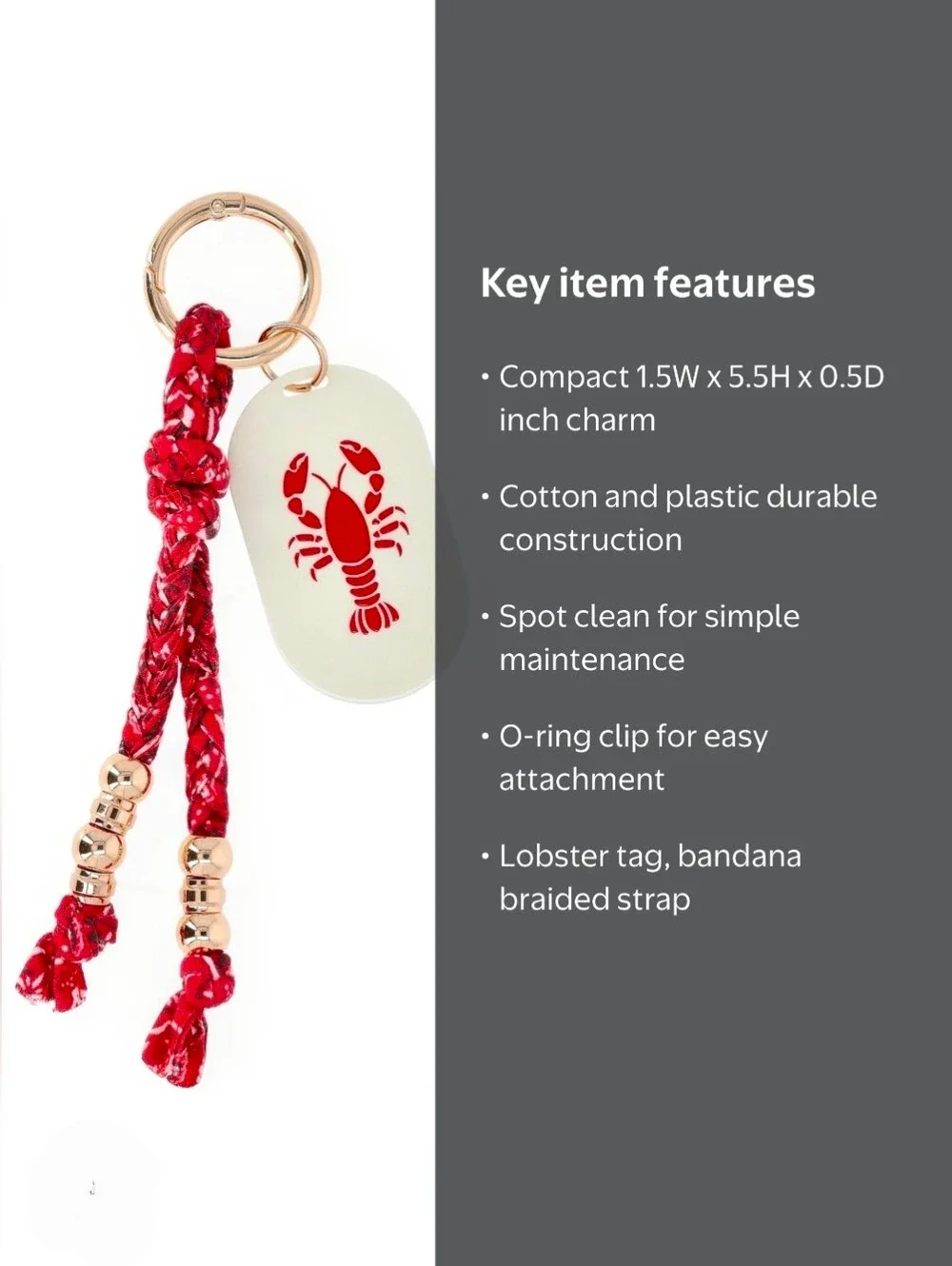 No Boundaries Beach Icons Bandana Lobster Charm NWT